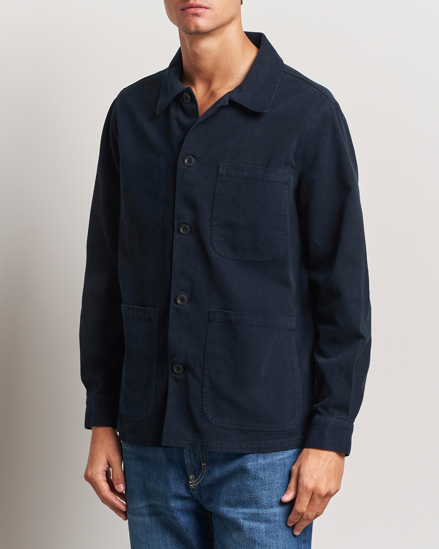 Herre |  | A Day\'s March | Algot Cotton Lyocell Overshirt Navy