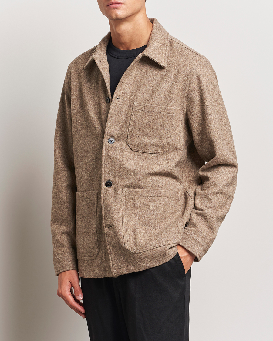 Herre |  | A Day\'s March | Original Wool Overshirt Light Taupe Melange