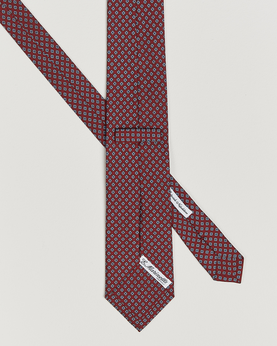 Herre |  | E. Marinella | 3-Fold Printed Silk Tie Burgundy