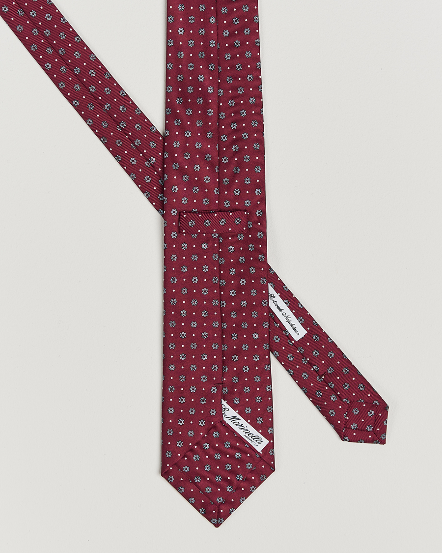 Herre |  | E. Marinella | 3-Fold Printed Silk Tie Burgundy