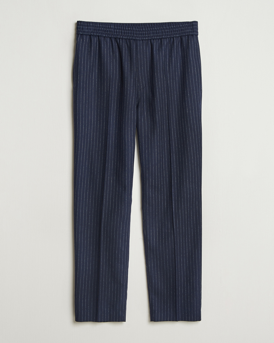 Herre | Nytt i butikken | A.P.C. | Wool Pinstriped Drawstring Trousers Dark Navy