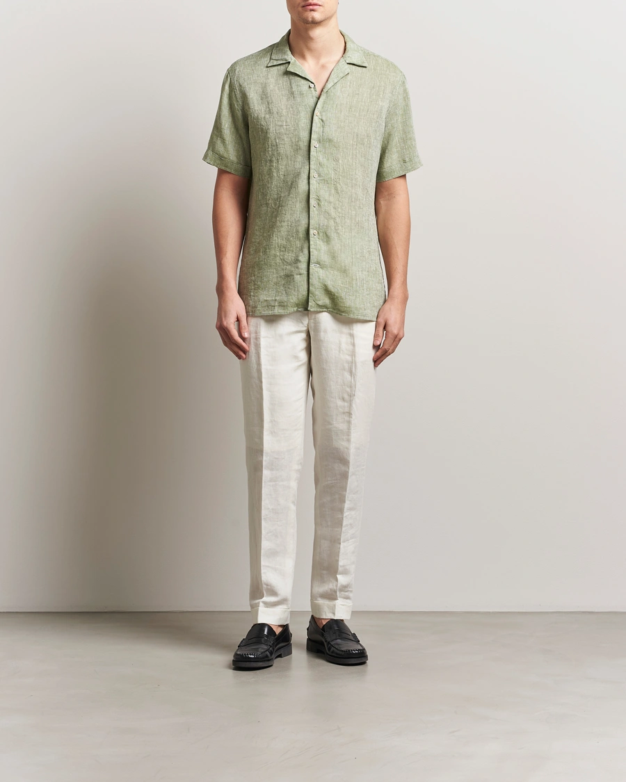 Herre | Skjorter | Stenströms | Short Sleeve Linen Shirt Green
