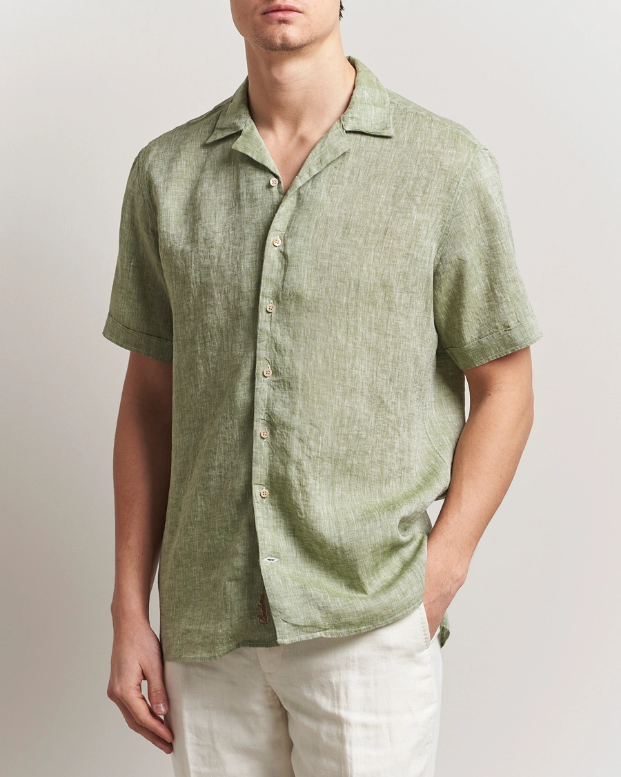 Herre | Skjorter | Stenströms | Short Sleeve Linen Shirt Green
