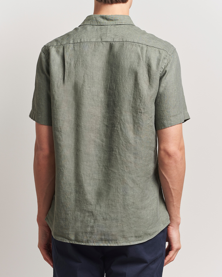 Herre | Skjorter | Charles Tyrwhitt | Pure Linen Short Sleeve Slim Fit Shirt Olive