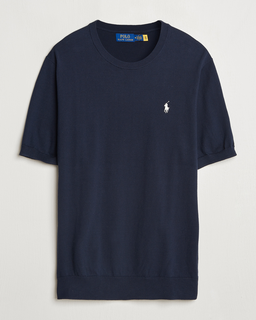 Herre | T-Shirts | Polo Ralph Lauren | Knitted Short Sleeve T-Shirt Hunter Navy