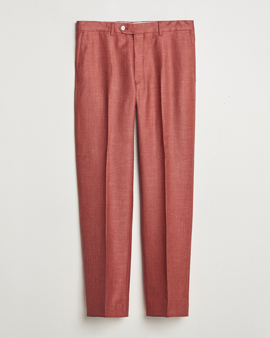 Herre | Bukser | Oscar Jacobson | Del S Wool/Silk/Linen Trousers Red