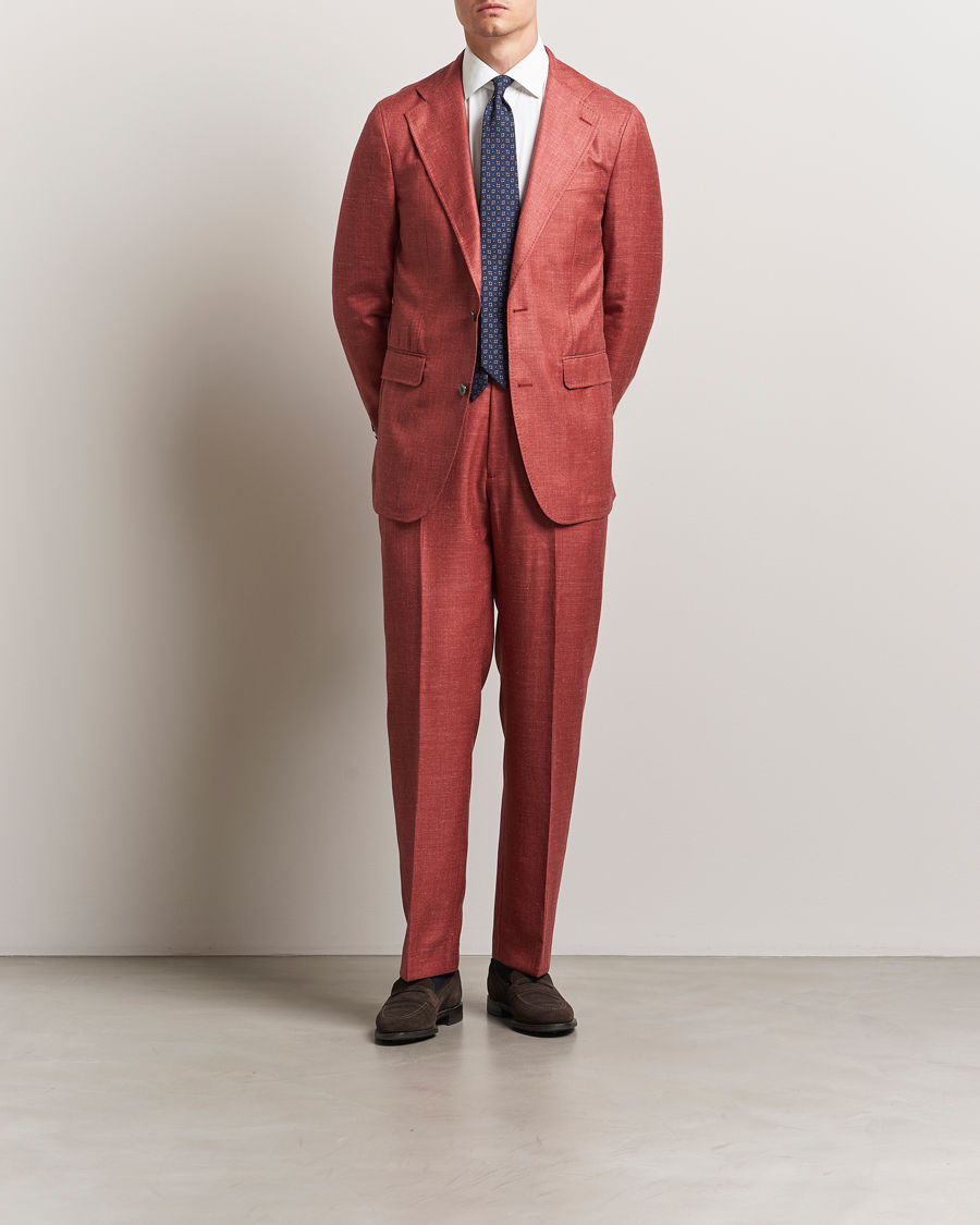 Herre | Bukser | Oscar Jacobson | Del S Wool/Silk/Linen Trousers Red