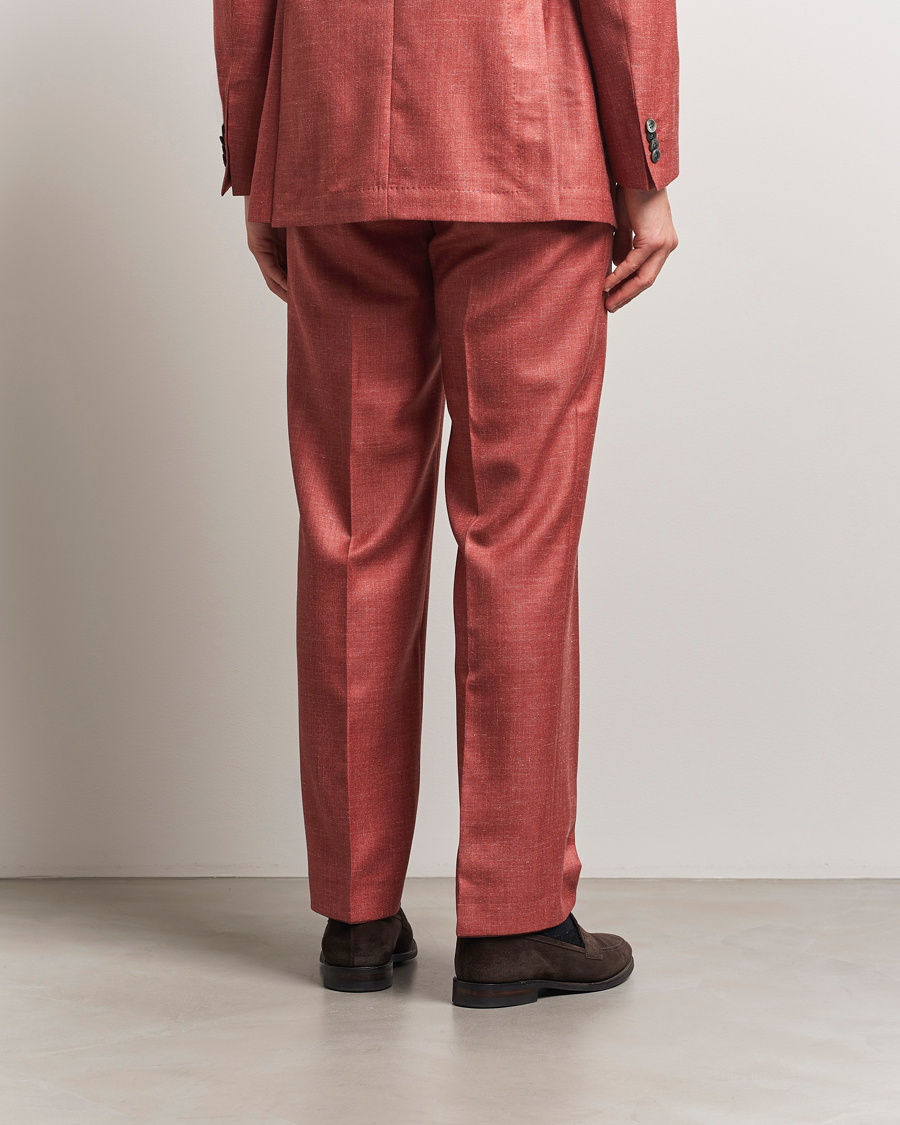 Herre | Bukser | Oscar Jacobson | Del S Wool/Silk/Linen Trousers Red
