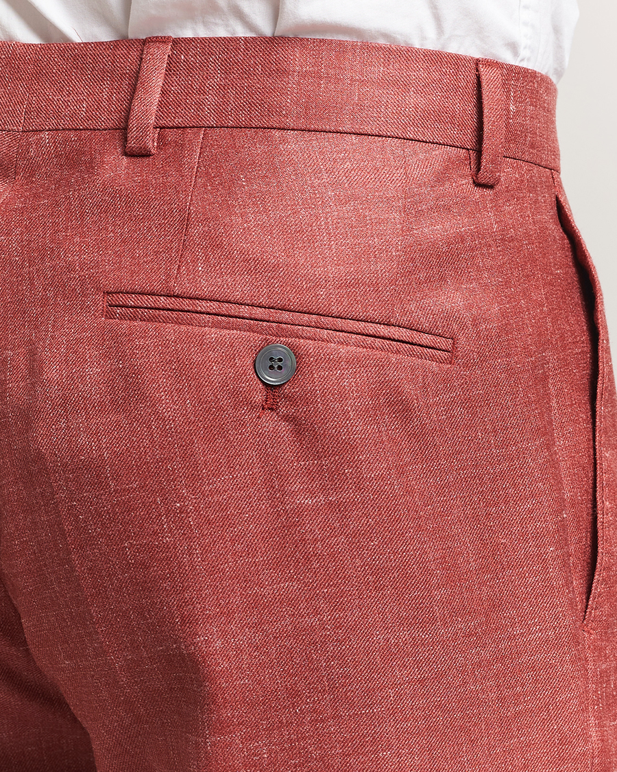 Herre | Bukser | Oscar Jacobson | Del S Wool/Silk/Linen Trousers Red