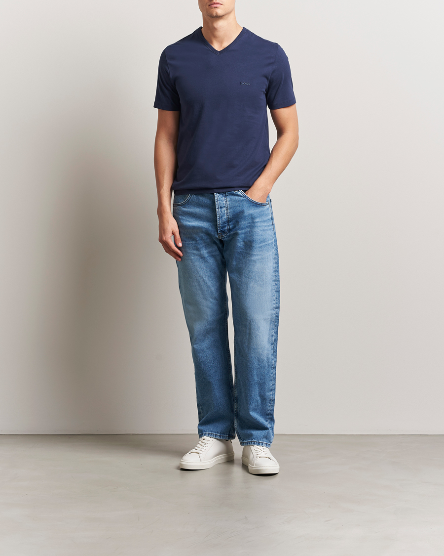 Herre | T-Shirts | BOSS BLACK | 3-Pack V-Neck T-Shirt Black/Blue/Grey