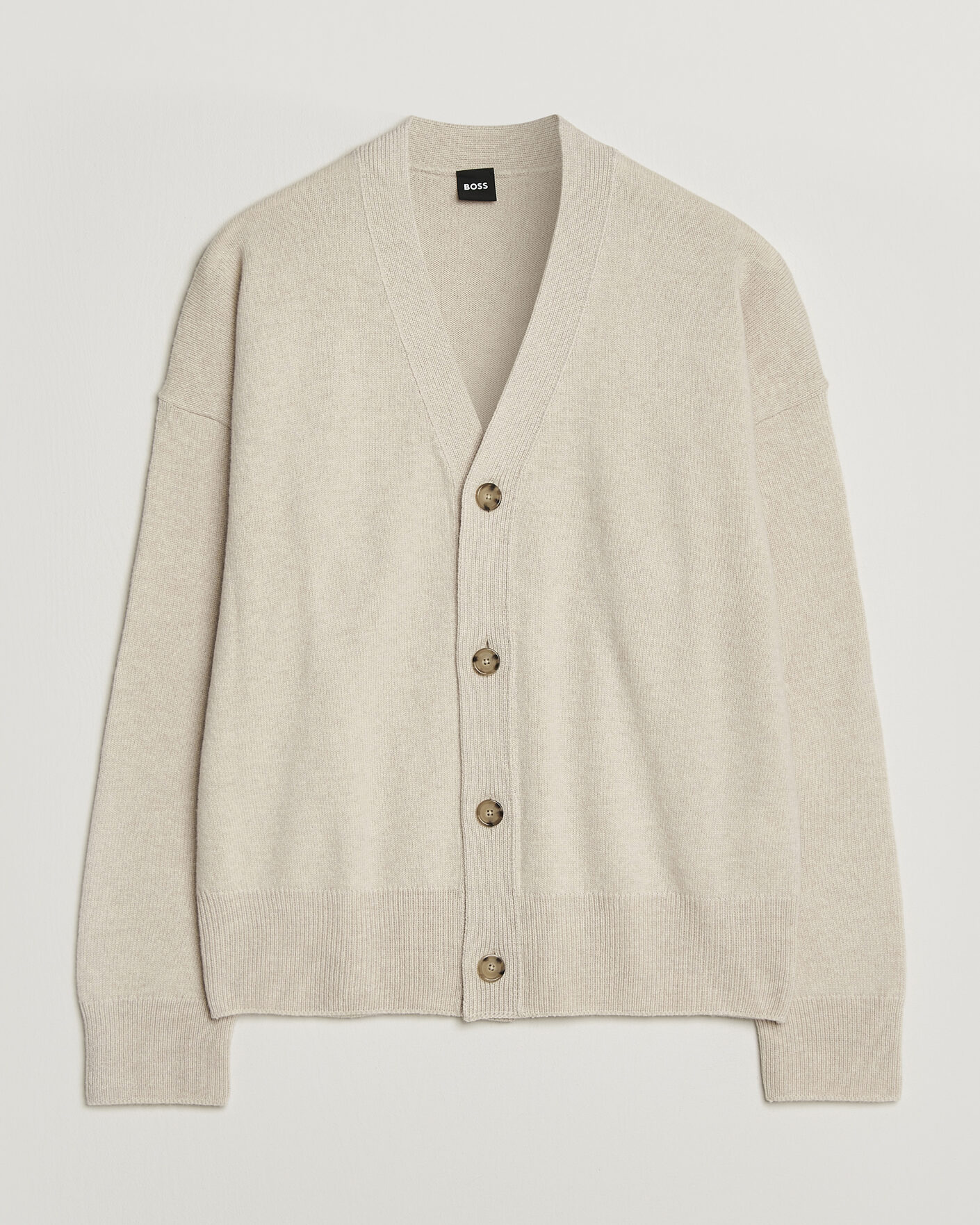 Herre | Gensere | BOSS BLACK | Ucone Wool Knitted Cardigan Open White