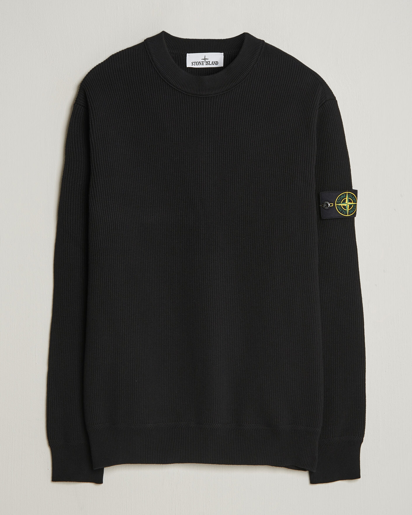 Herre | Gensere | Stone Island | Ribbed Soft Organic Cotton Crewneck Black