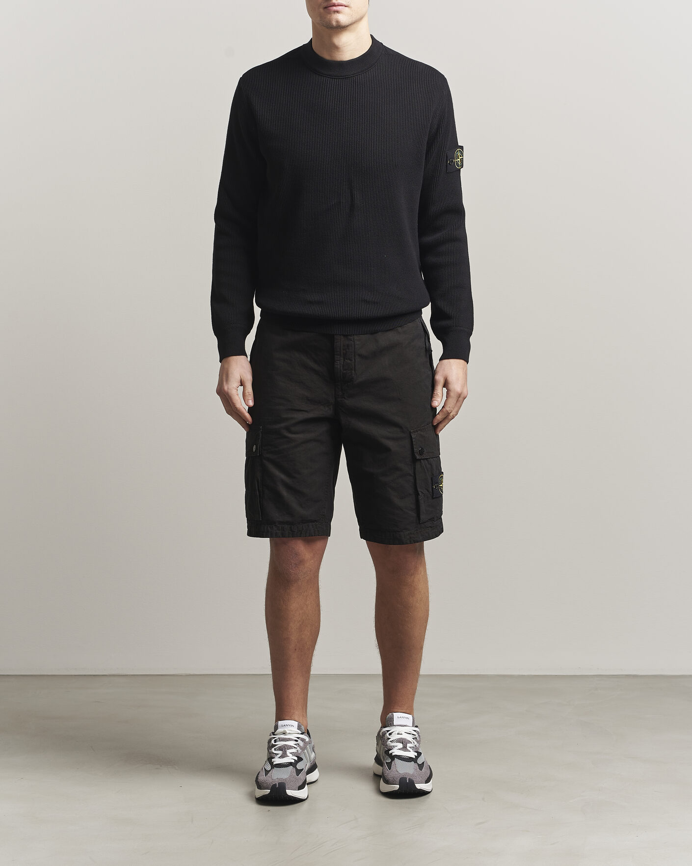 Herre | Gensere | Stone Island | Ribbed Soft Organic Cotton Crewneck Black