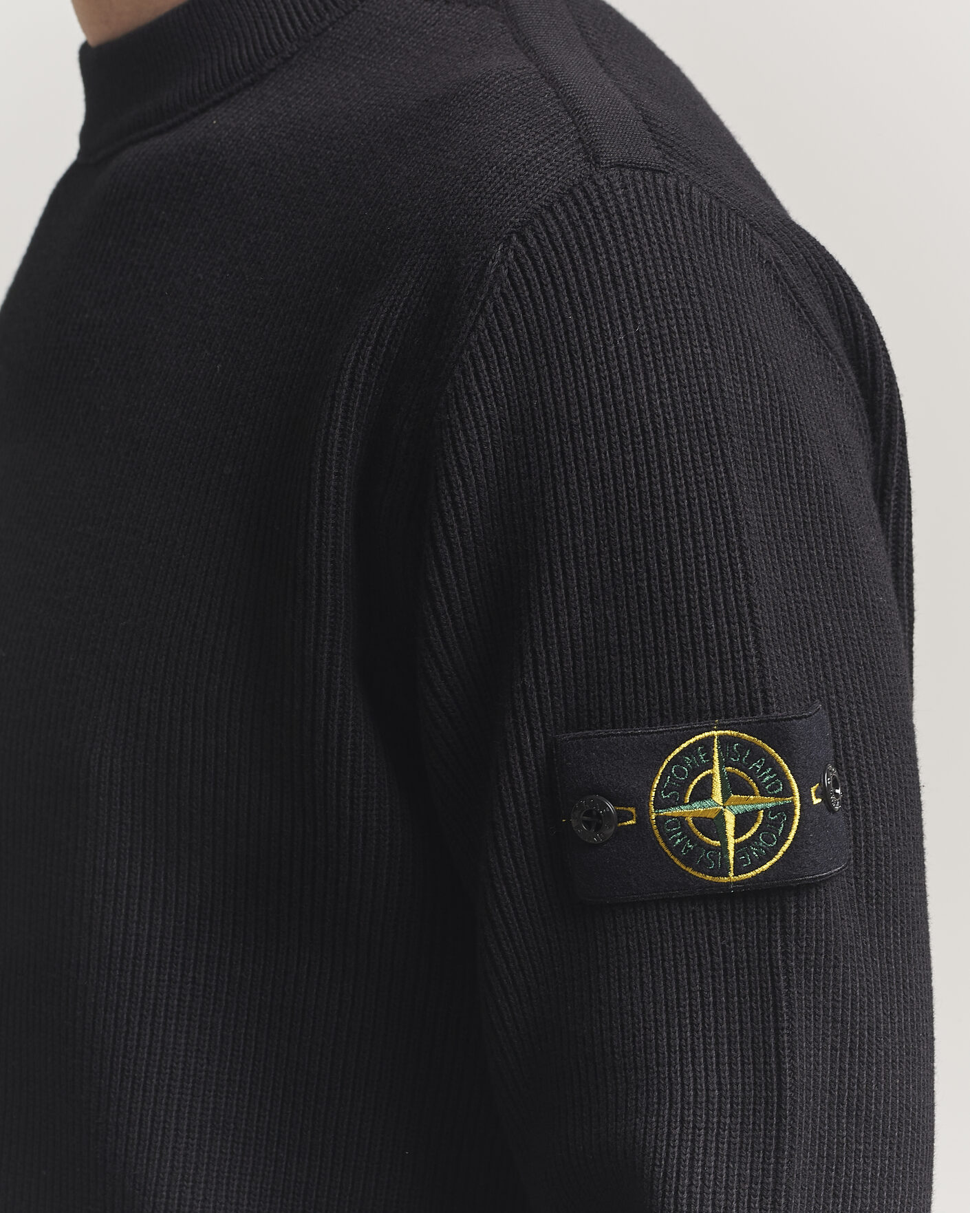 Herre | Gensere | Stone Island | Ribbed Soft Organic Cotton Crewneck Black