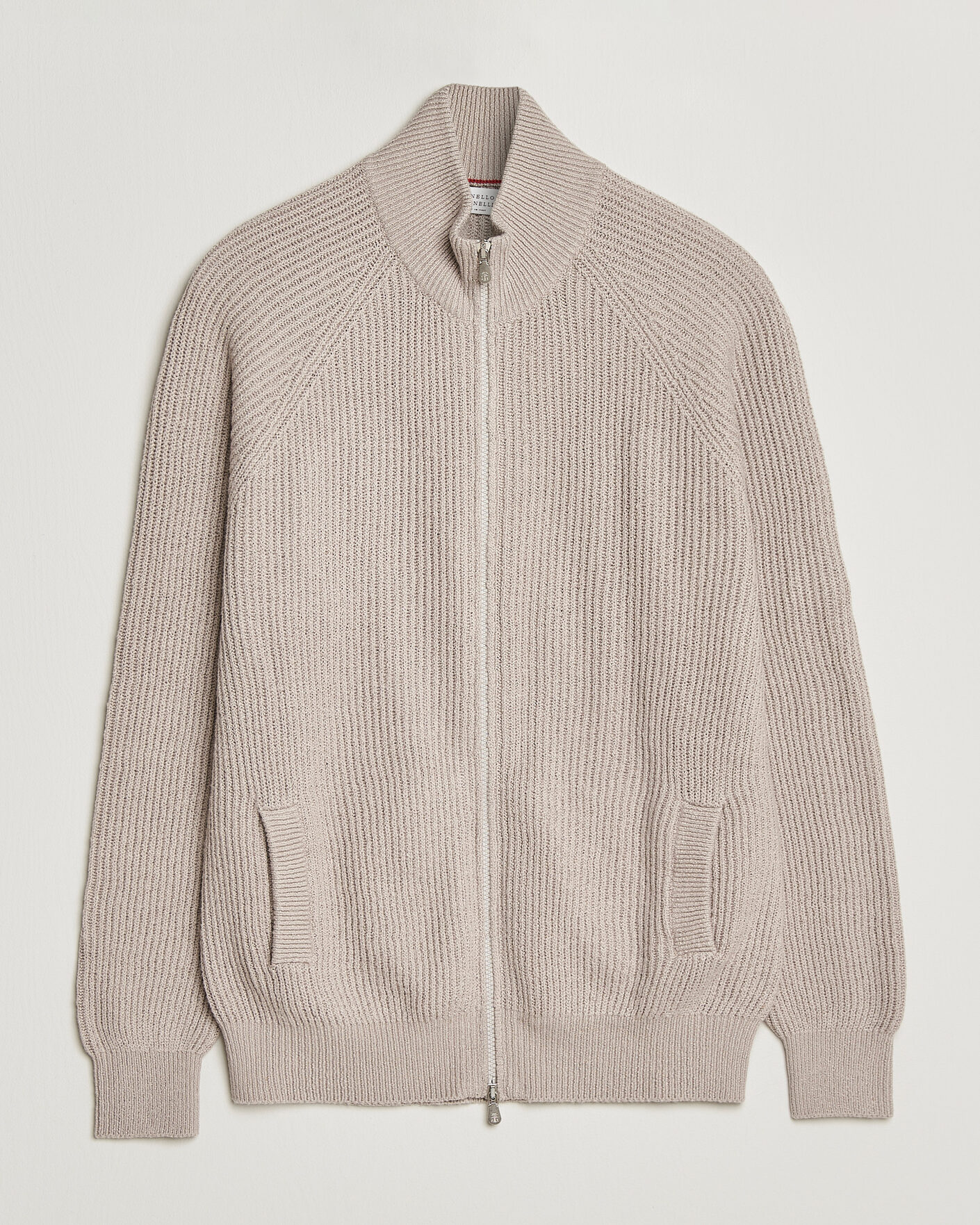 Herre | Gensere | Brunello Cucinelli | Heavy Cotton Rib Zip Cardigan Beige