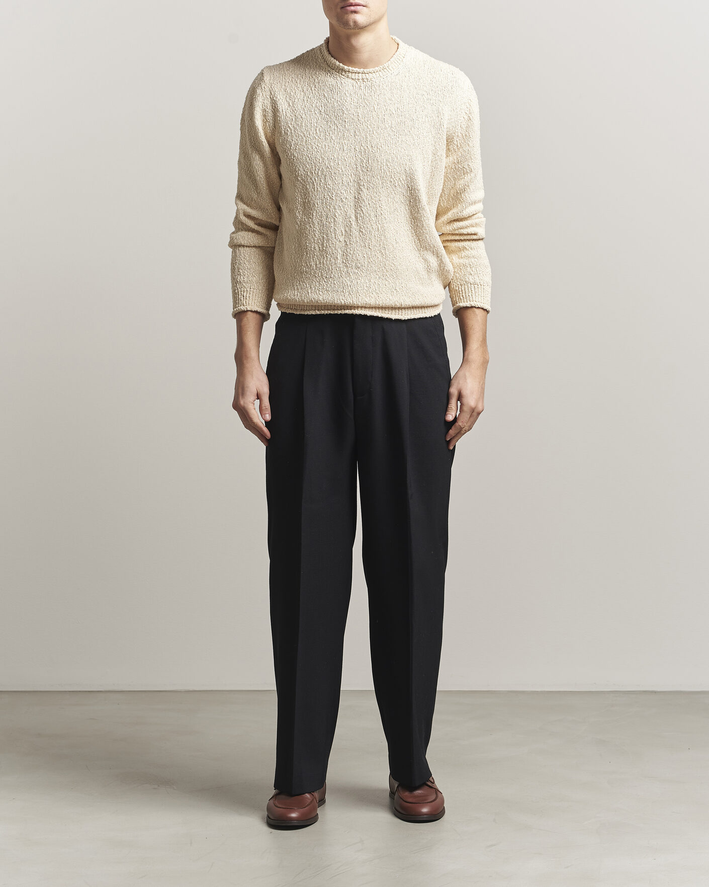 Herre | Gensere | Lardini | Organic Cotton Crew Neck Natural
