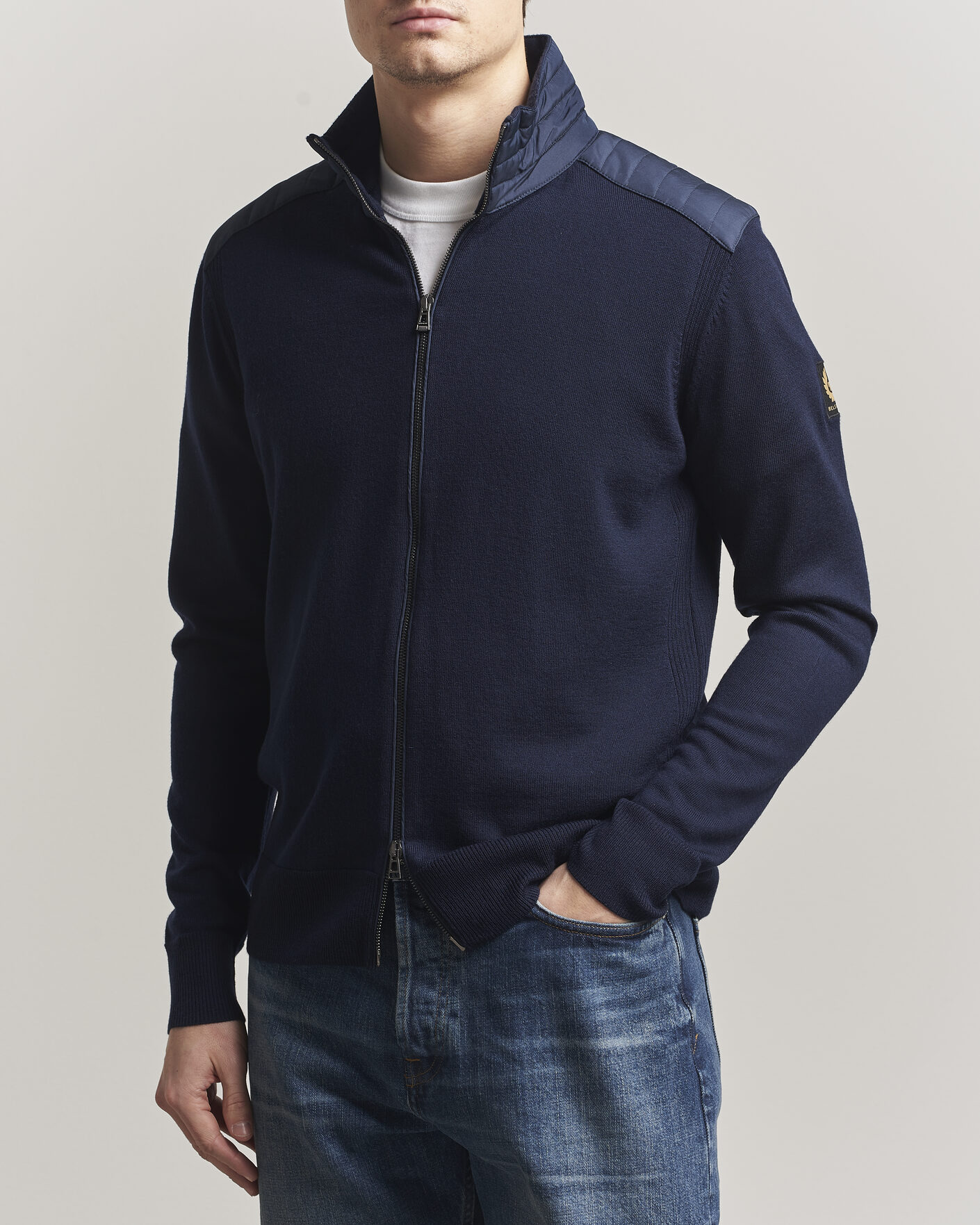 Herre | Gensere | Belstaff | Kelby Knitted Full Zip Dark Ink