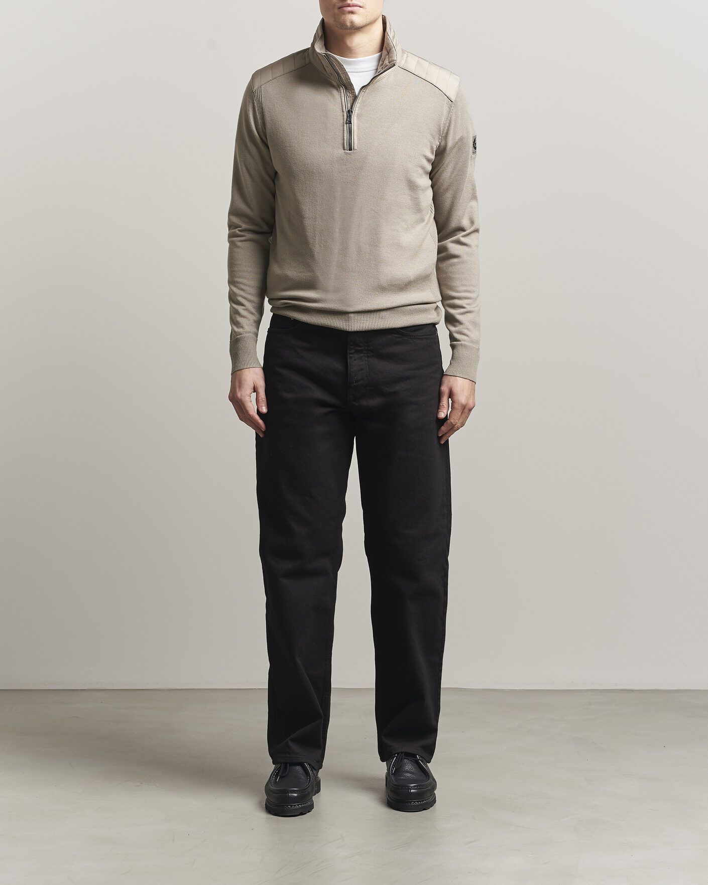 Herre | Gensere | Belstaff | Klimington Knitted Half Zip Dark Sand