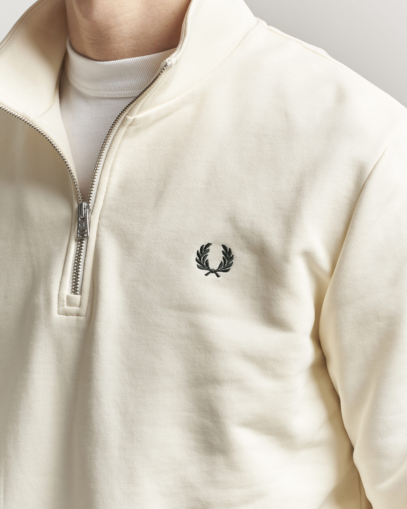 Herre | Gensere | Fred Perry | Half Zip Sweatshirt Ecru