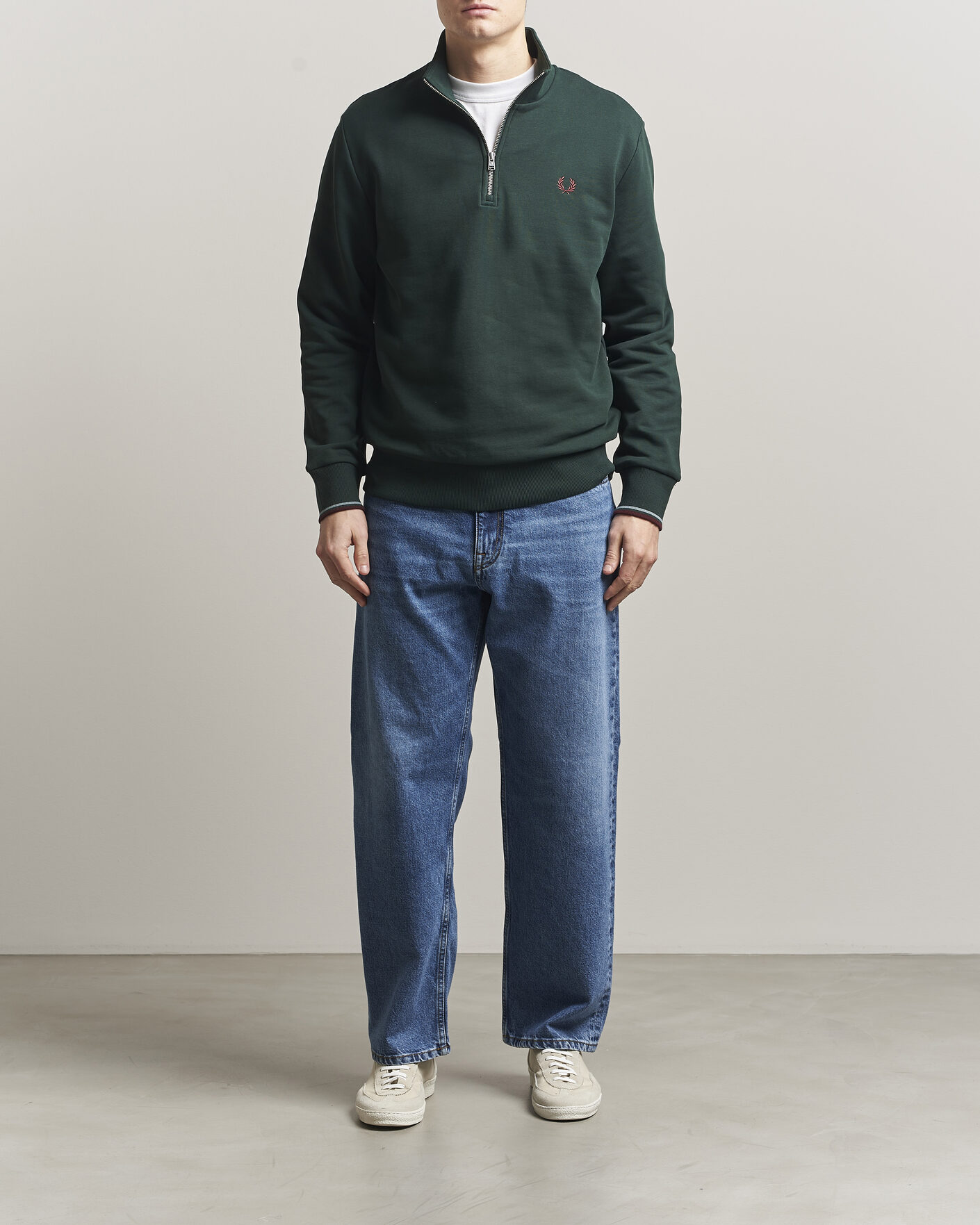 Herre | Gensere | Fred Perry | Half Zip Sweatshirt Grassroots Green