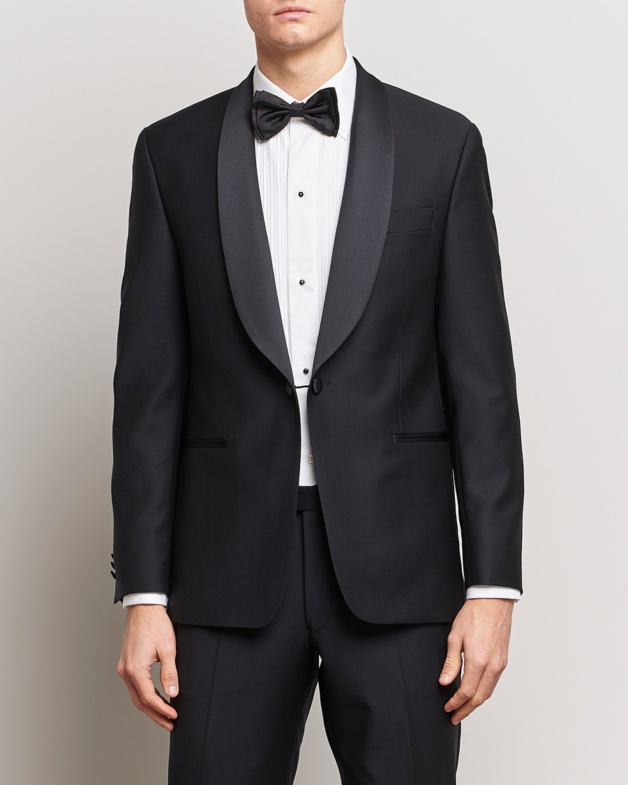 Herre | Smoking | Oscar Jacobson | Figaro/Denz Wool Tuxedo Suit Black